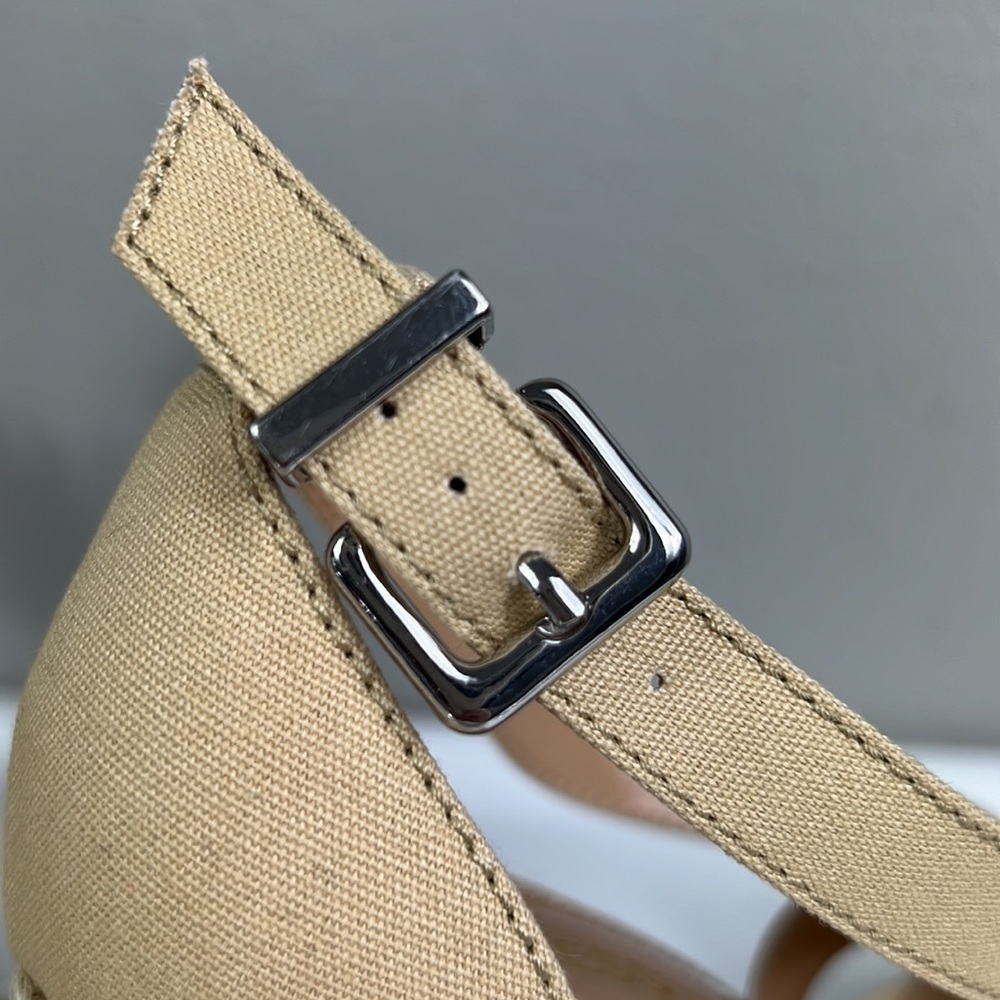 NWT Express Espadrille Wedge 6 Cream Cross Strap - Picture 12 of 12